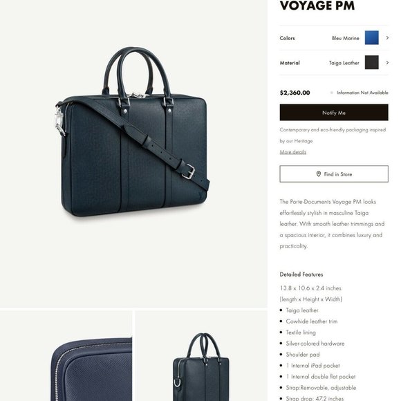 Louis Vuitton Porte-Documents Voyage PM Briefcase - Picture 10 of 12